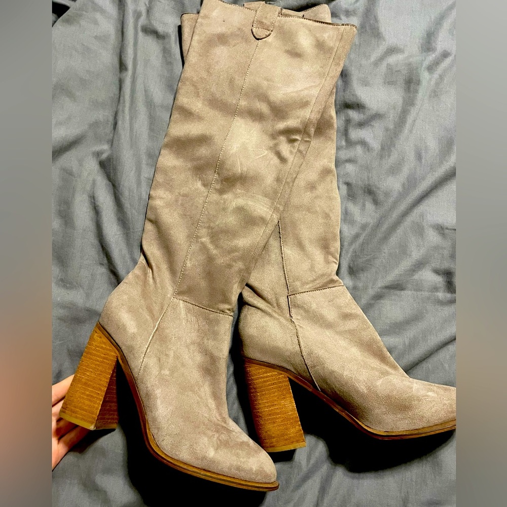 thigh high suede boots